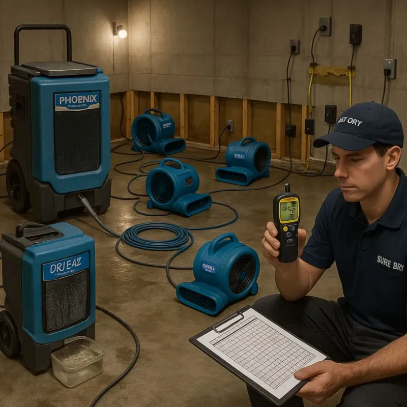 Structural Drying and Dehumidification process in Lindale, TX